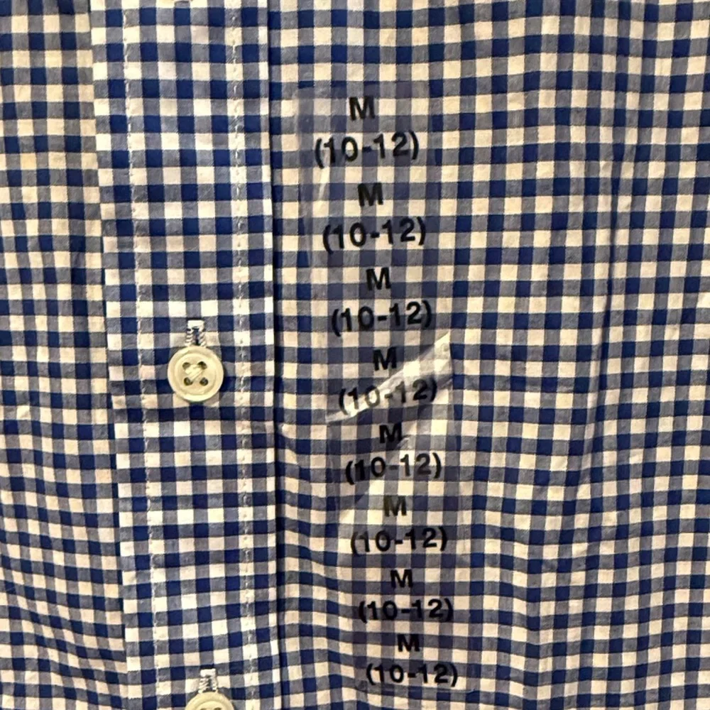 Ralph Lauren Boys Navy Checkered Button Down Shirt size M 10/12 NWT